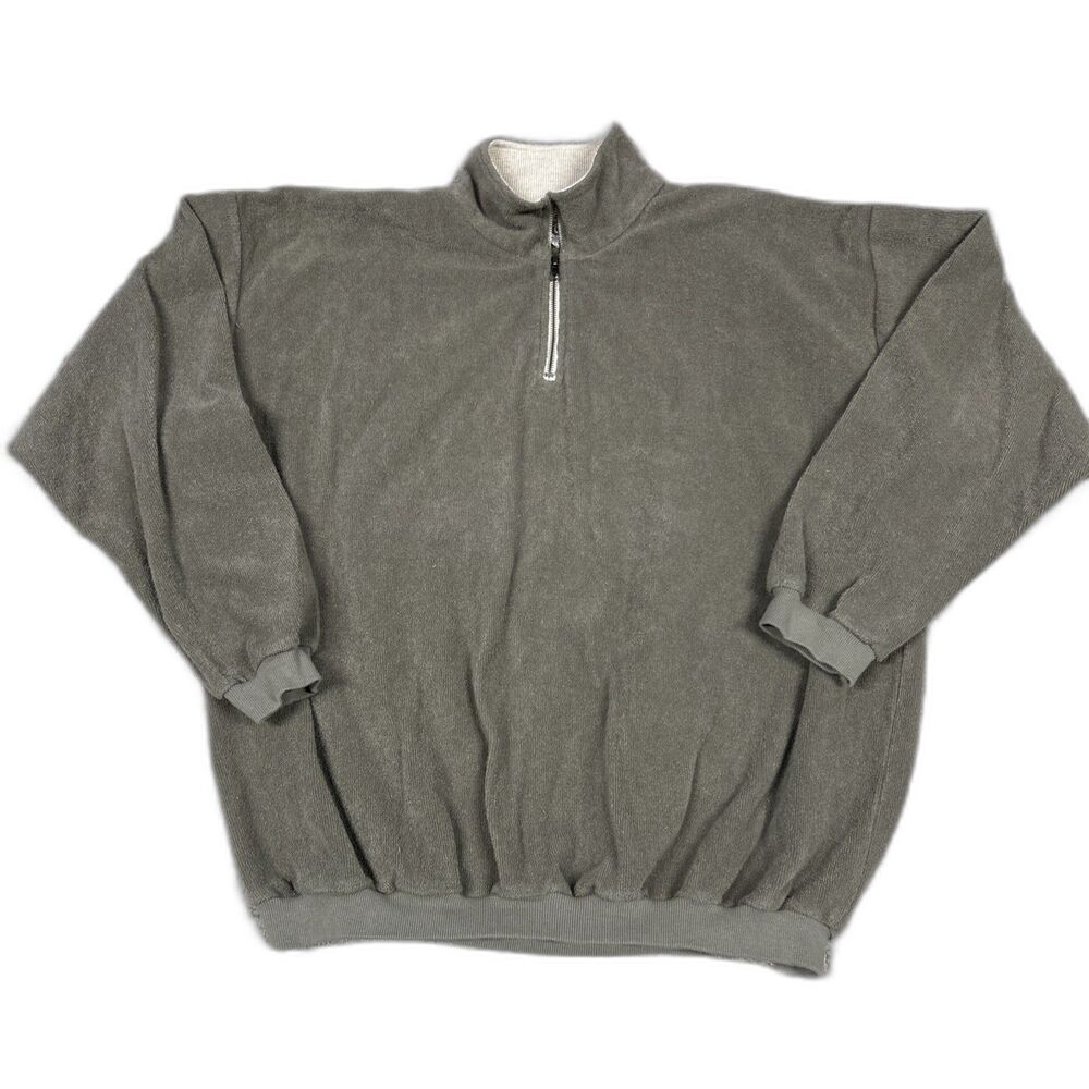Fitigues Sweatshirt Mens XL Green French Terry 1/4 Zip Pullover USA *Flaw*